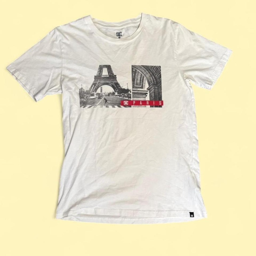 White vintage DC shoes Eiffel Tower Paris cotton t-shirt‎ MEN SIZE S